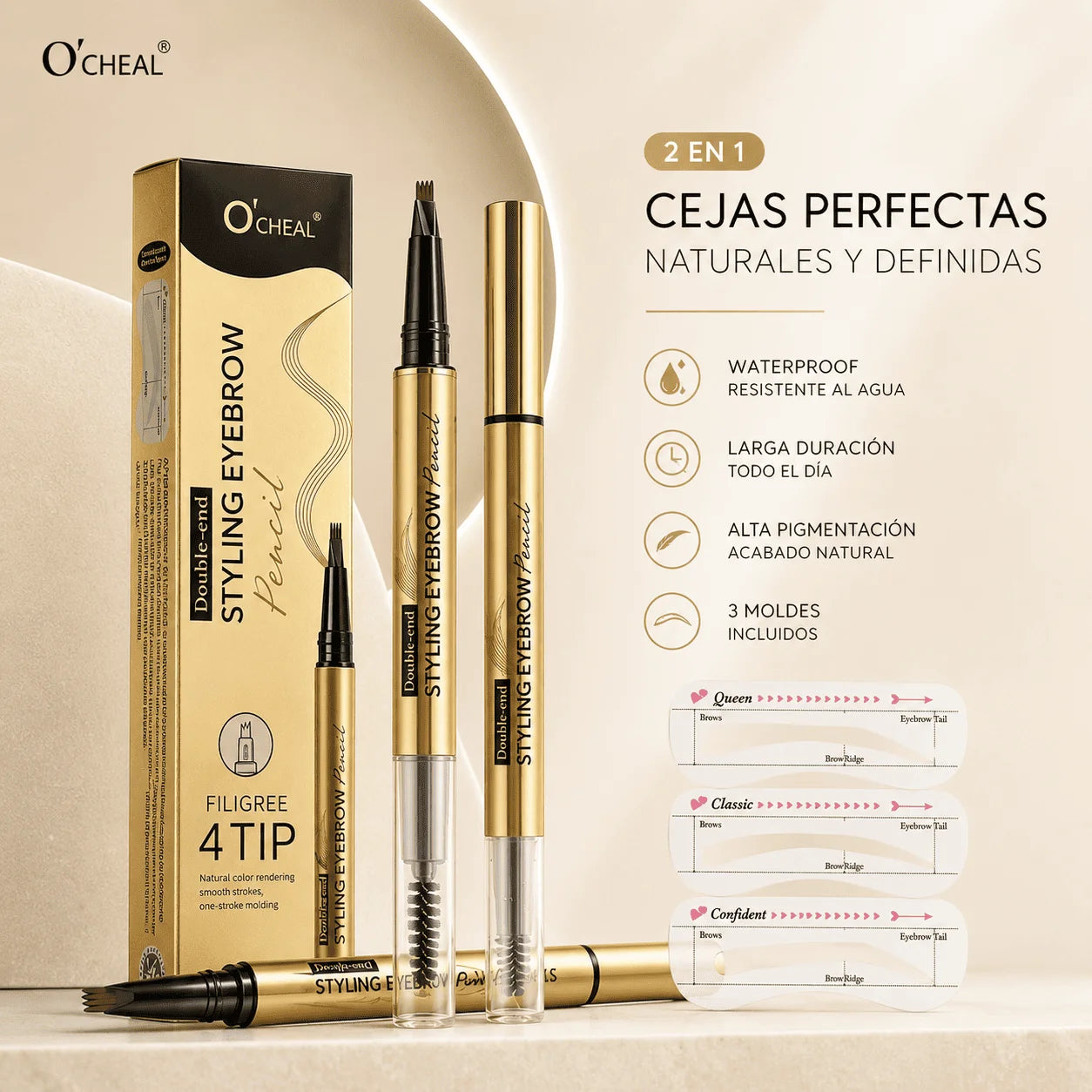 Lápiz de Gel y Crema para Cejas 3 en 1